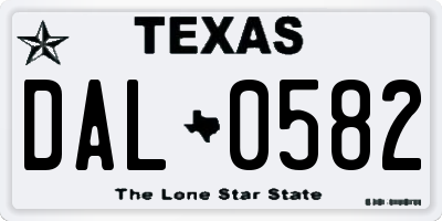 TX license plate DAL0582