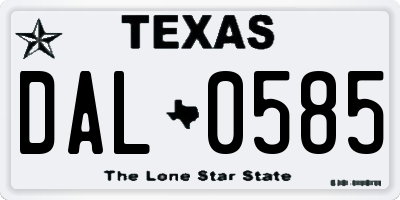 TX license plate DAL0585