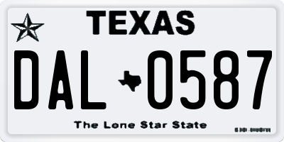 TX license plate DAL0587