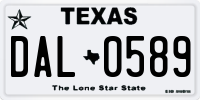 TX license plate DAL0589
