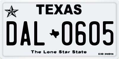 TX license plate DAL0605