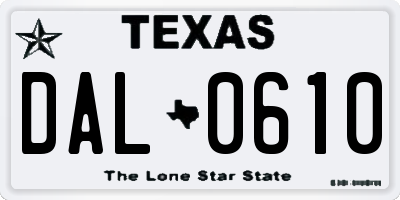 TX license plate DAL0610