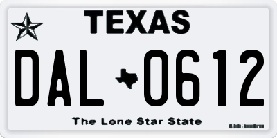 TX license plate DAL0612