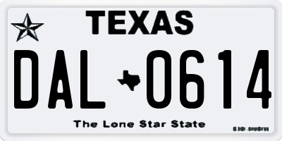 TX license plate DAL0614