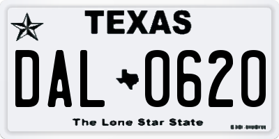 TX license plate DAL0620