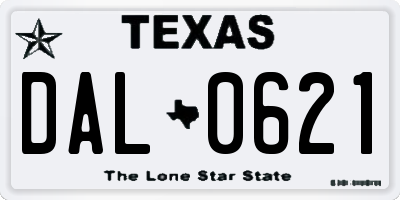 TX license plate DAL0621