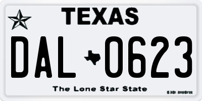 TX license plate DAL0623