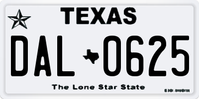 TX license plate DAL0625
