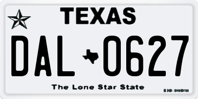 TX license plate DAL0627