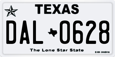TX license plate DAL0628