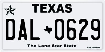 TX license plate DAL0629