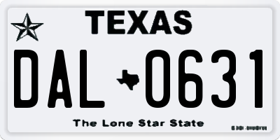 TX license plate DAL0631