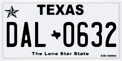 TX license plate DAL0632