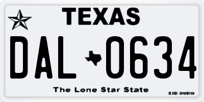 TX license plate DAL0634