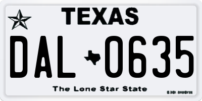 TX license plate DAL0635