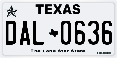 TX license plate DAL0636