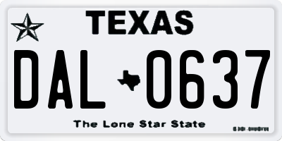 TX license plate DAL0637