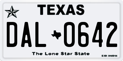 TX license plate DAL0642
