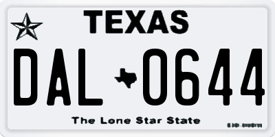 TX license plate DAL0644
