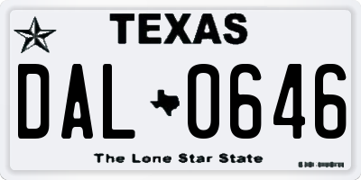 TX license plate DAL0646