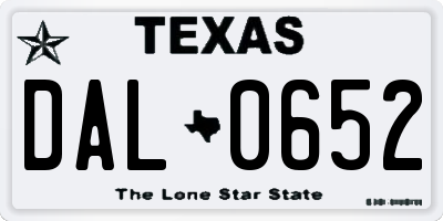 TX license plate DAL0652