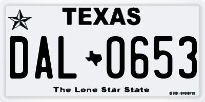 TX license plate DAL0653