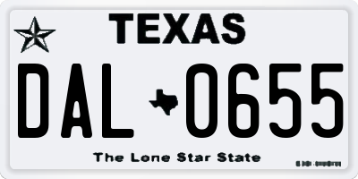 TX license plate DAL0655