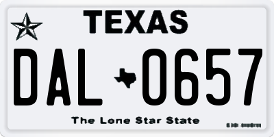 TX license plate DAL0657