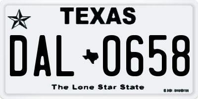 TX license plate DAL0658
