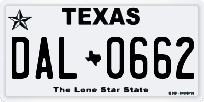 TX license plate DAL0662