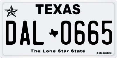 TX license plate DAL0665