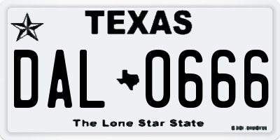 TX license plate DAL0666