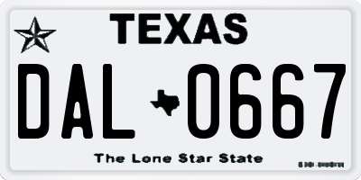 TX license plate DAL0667