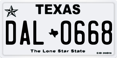 TX license plate DAL0668