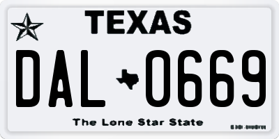TX license plate DAL0669