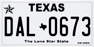 TX license plate DAL0673