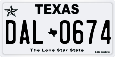 TX license plate DAL0674