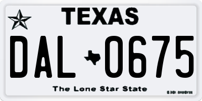 TX license plate DAL0675