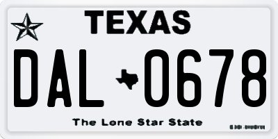 TX license plate DAL0678