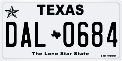 TX license plate DAL0684