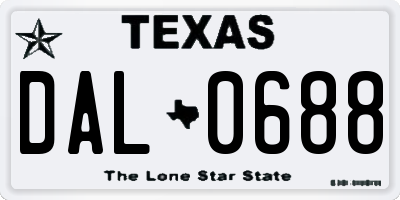 TX license plate DAL0688