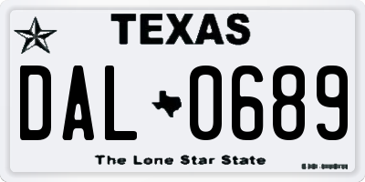 TX license plate DAL0689