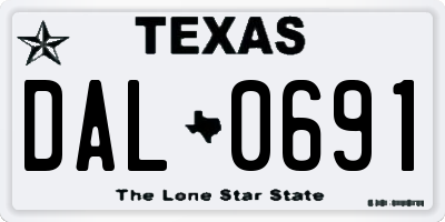 TX license plate DAL0691