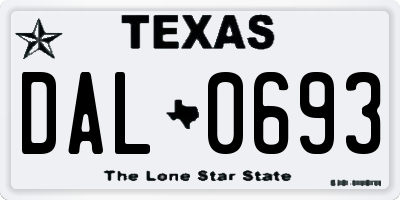 TX license plate DAL0693