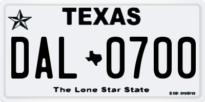 TX license plate DAL0700
