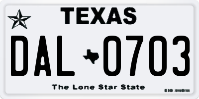 TX license plate DAL0703