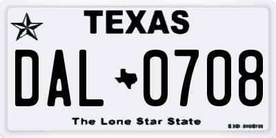 TX license plate DAL0708