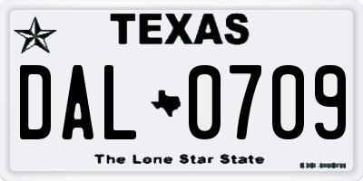 TX license plate DAL0709