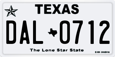 TX license plate DAL0712