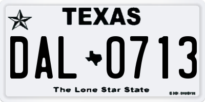 TX license plate DAL0713